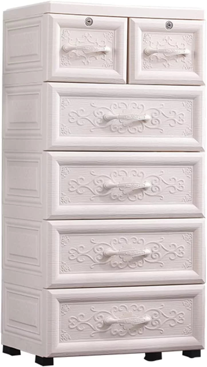 White 6 Drawers Plastic Storage Cabinet R259110