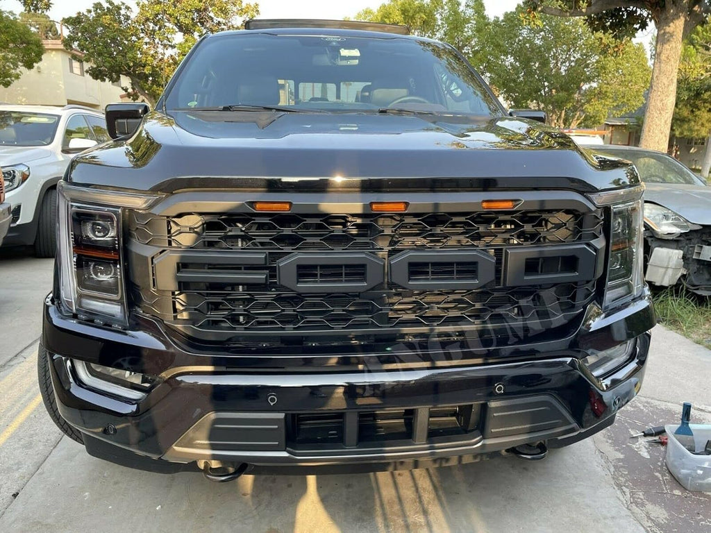 Matte Black Front Grille with Letters & LEDs W226