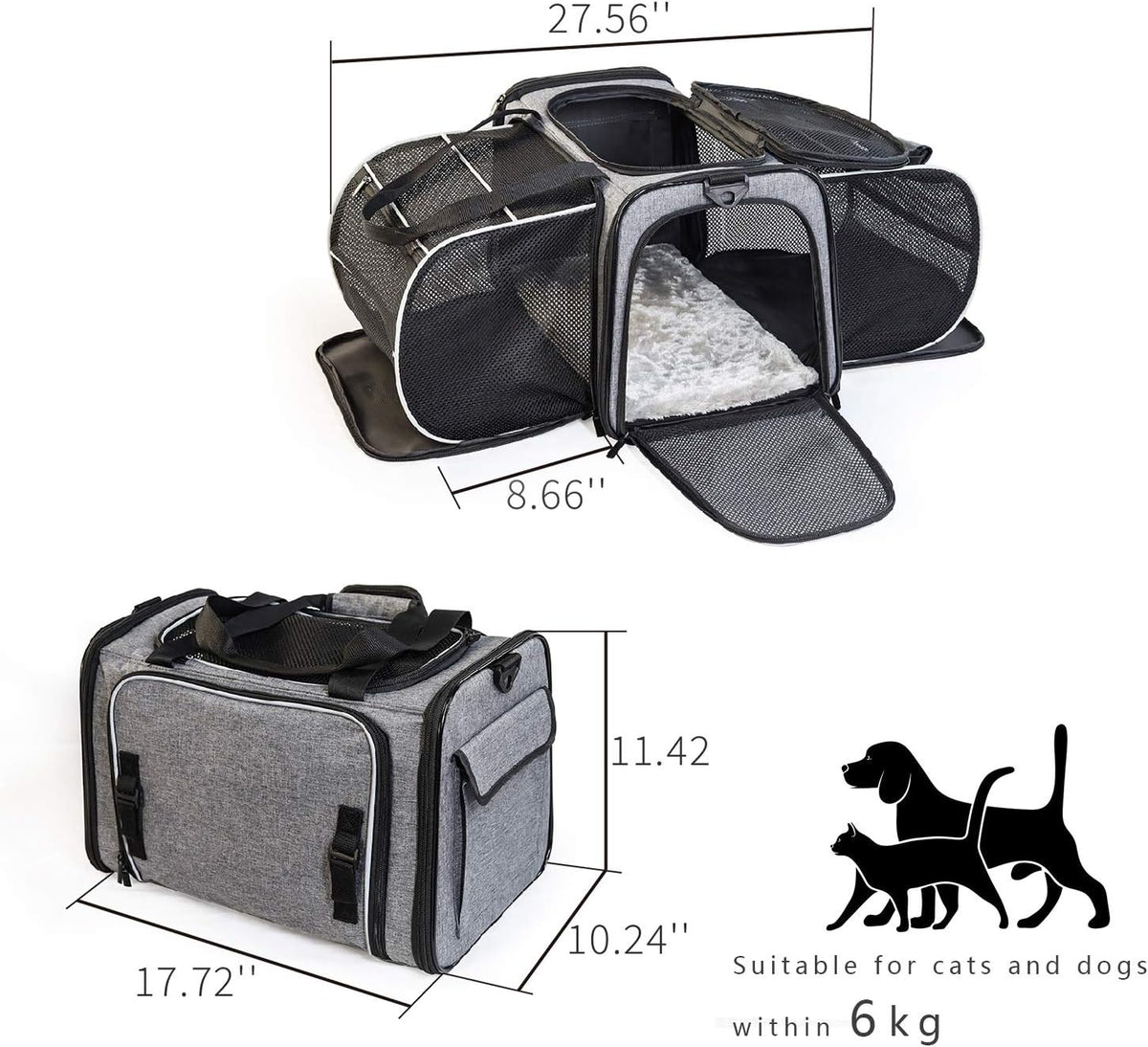 Airline Approved Soft Sided Expandable Collapsible Pet Carrier O6479