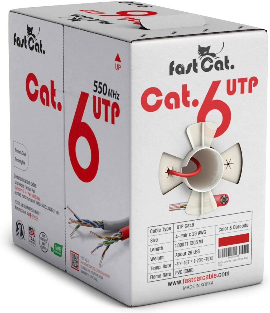 Cat6 Ethernet Cable 1000ft 23 AWG Solid Bare Copper Blue G170987