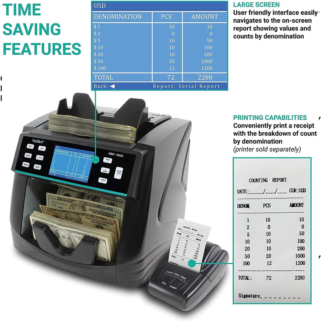 Mixed Denomination Money Counter Machine with Counterfeit Detection D61931