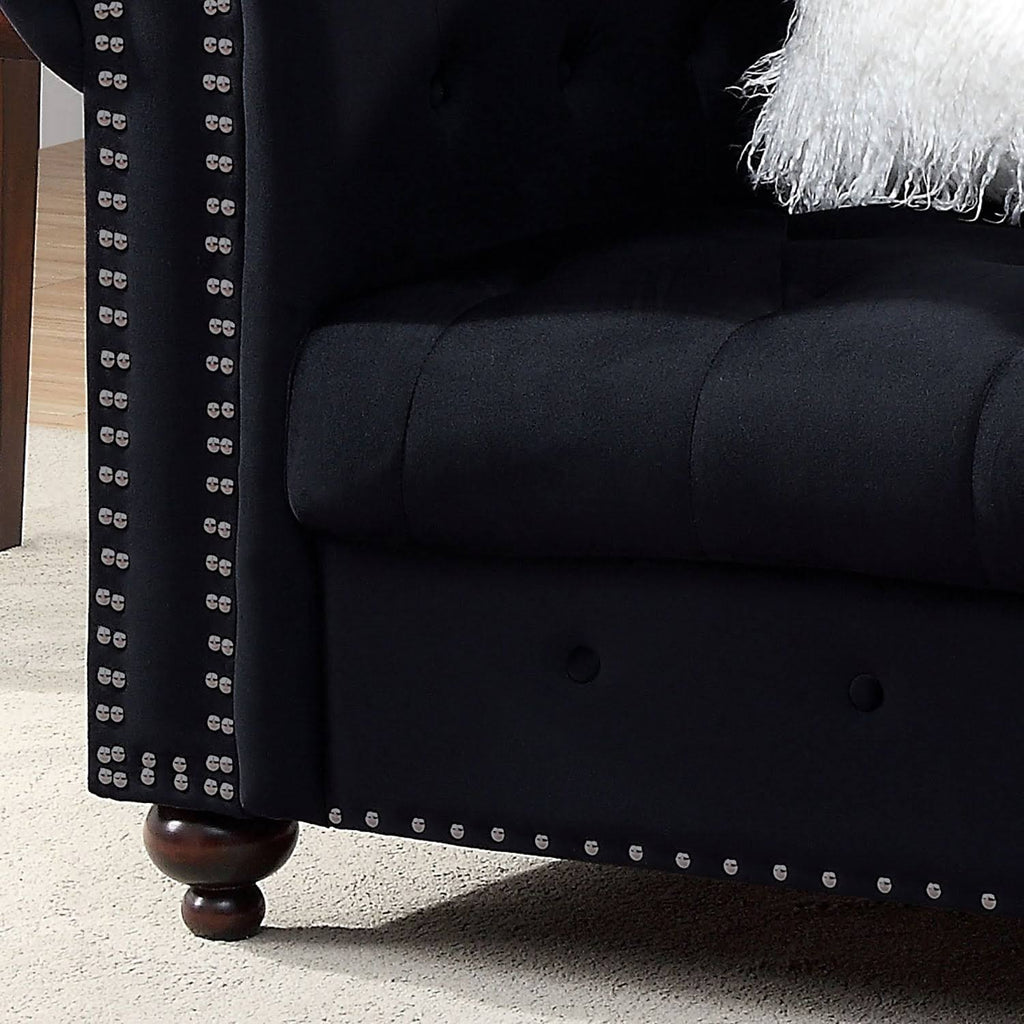 Black Tufted Fabric Chair F3468