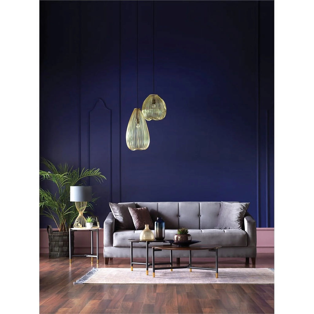 Gray 3-Seater Fabric and Wood Sofa Bed U849