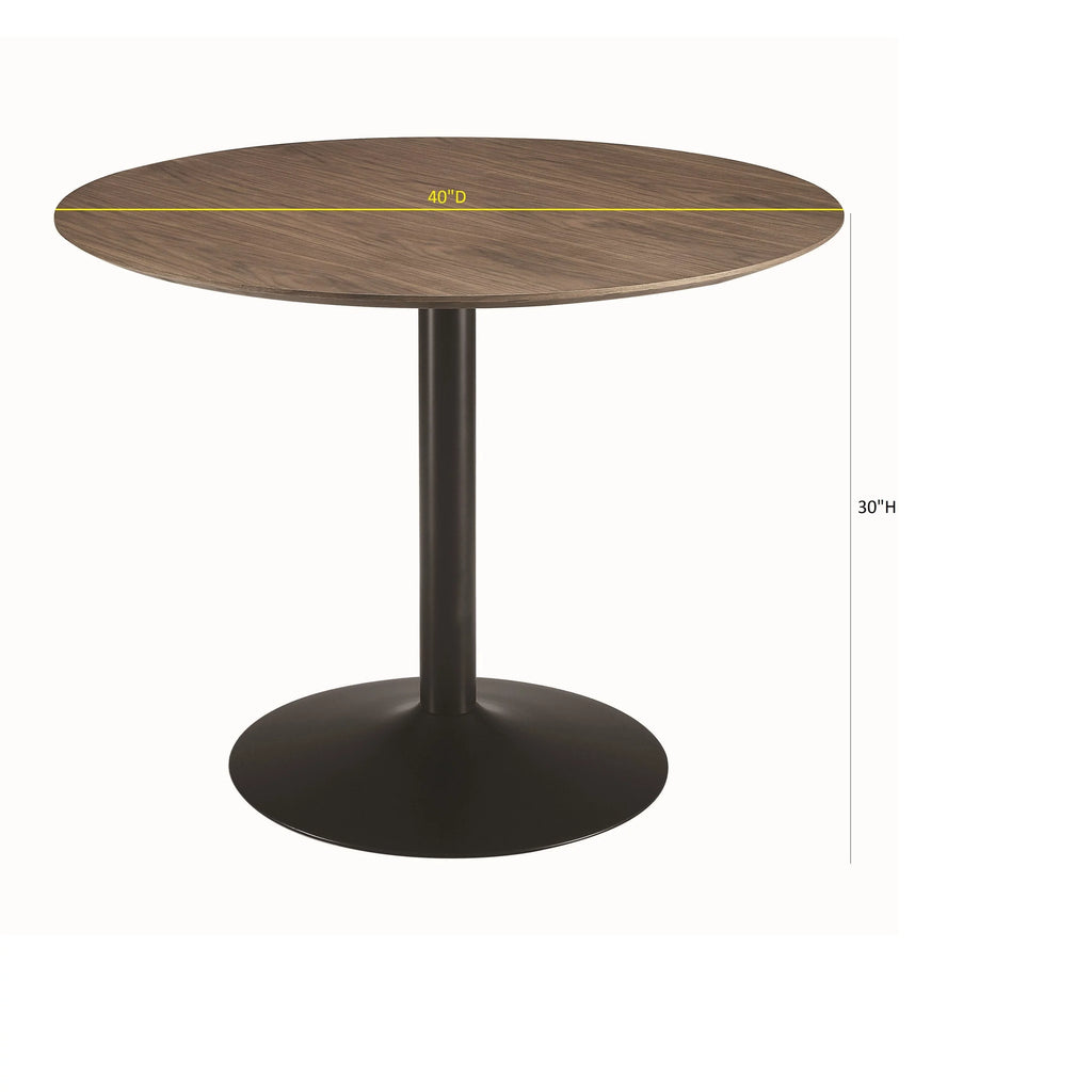 Walnut and Black Round Dining Table S2324