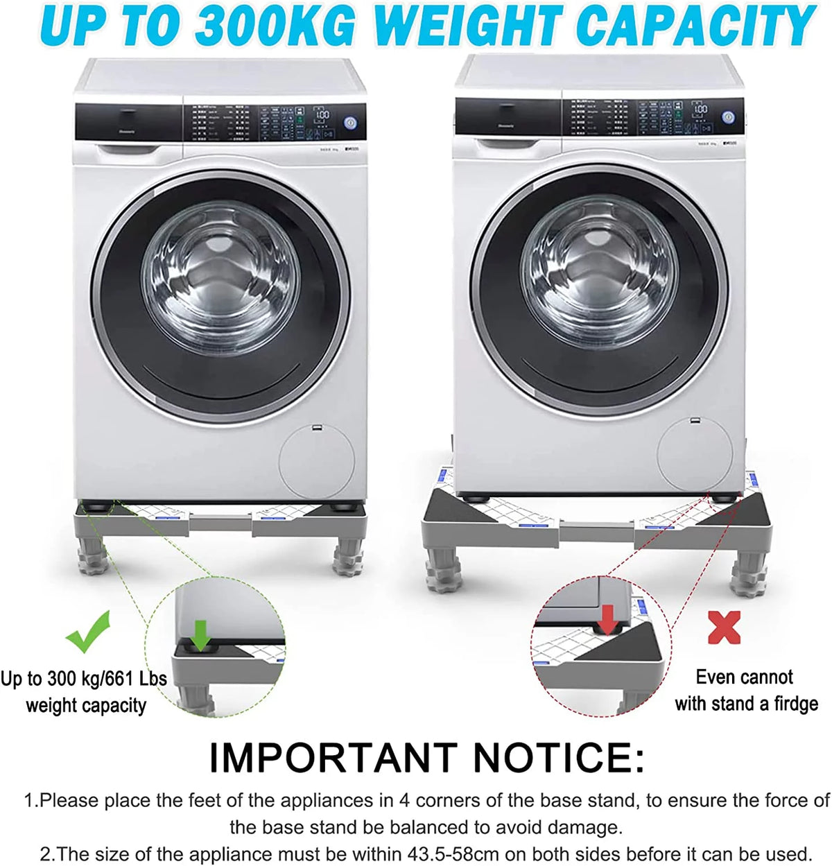 Adjustable Mini Fridge Stand with 4 Heavy Duty Feet White K839