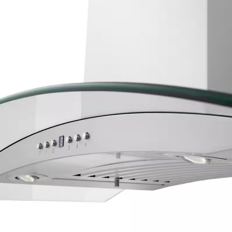 48 in. 400 CFM Ducted Wall Mount Range Hood in Stainless Steel & Glass V45705