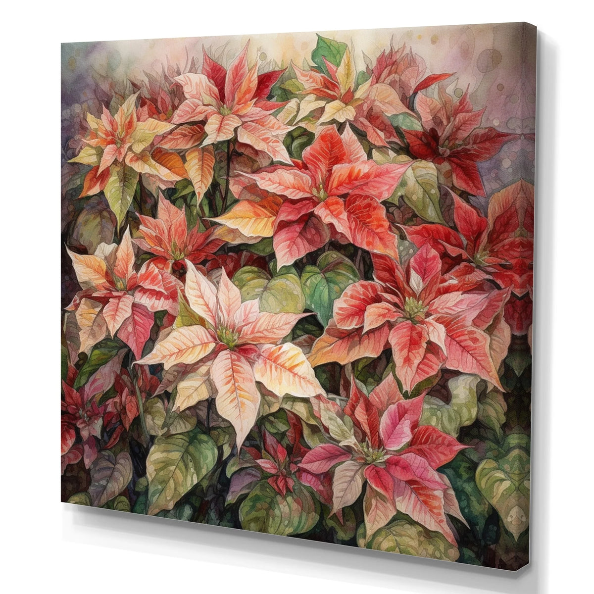 Floral Poinsettia Canvas Prints 16 in. wide x 16 in. high D3032