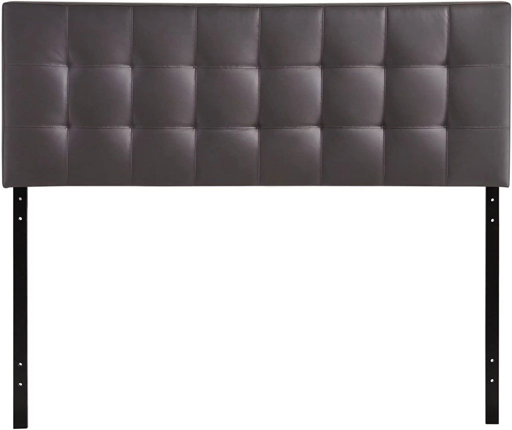 Brown Tufted Faux Leather Upholstered King Headboard C4520