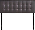 Brown Tufted Faux Leather Upholstered King Headboard C4520