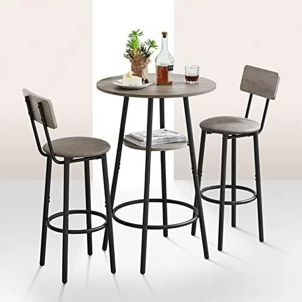 3 Piece Metal and Wood Table and Stools Set V17990