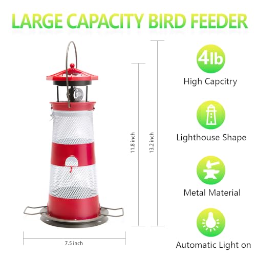 Solar Bird Feeder Hanging Outdoor Birdfeeder Waterproof LED Lights V8811