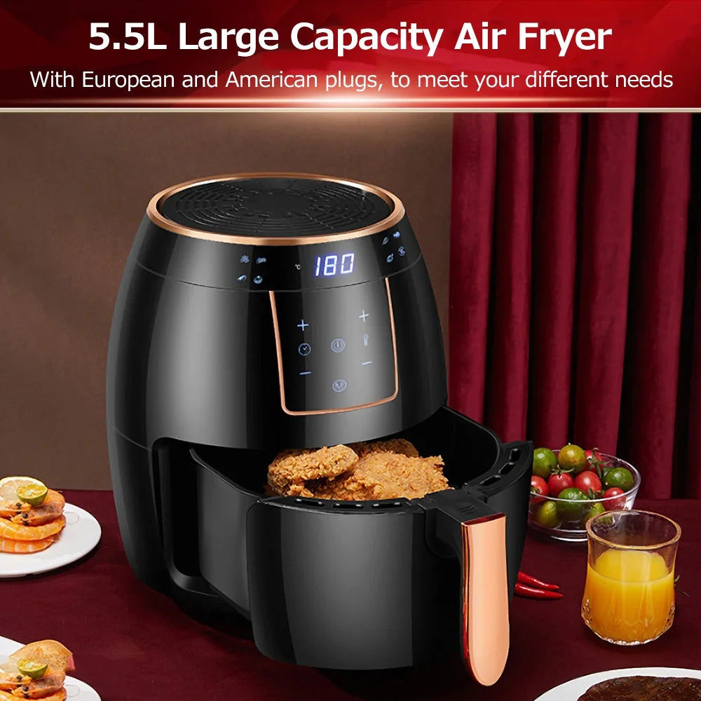 5.5L 1300W Touch Screen Electric Air Fryer with Bakeware N5499