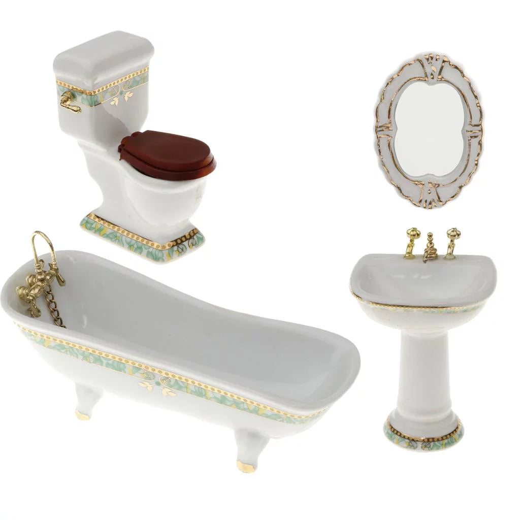 1/12 Scale Mini Furniture Bathtub Toilet Dolls House Accessory W912