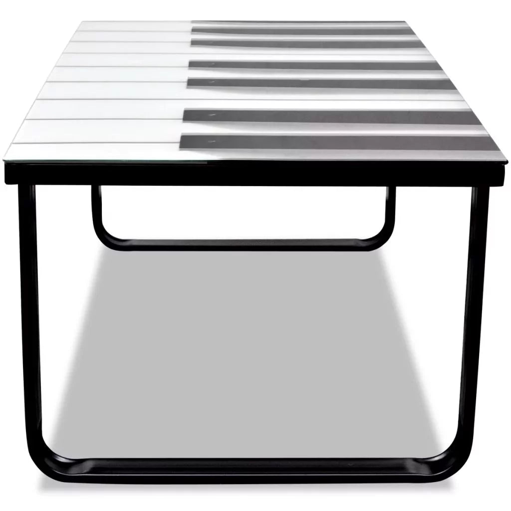 Piano Printing Glass Tabletop Coffee Table Y896