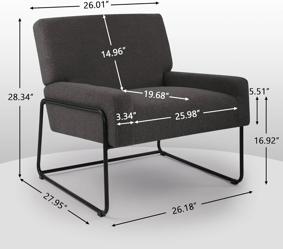 Fuzzy Gray Accent Chair with Metal Frame V14888