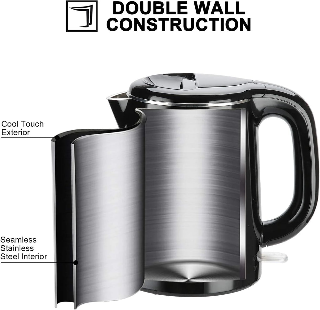 Stainless Steel Double Wall Electric Kettle 1.0L Black A481152