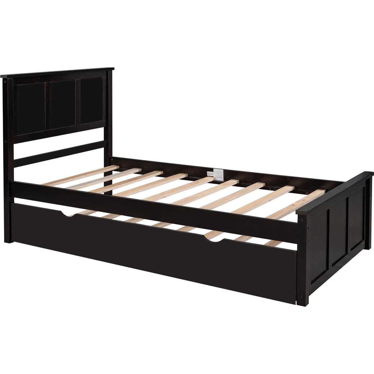 Wood Twin Platform Bed with Headboard & Trundle R6628
