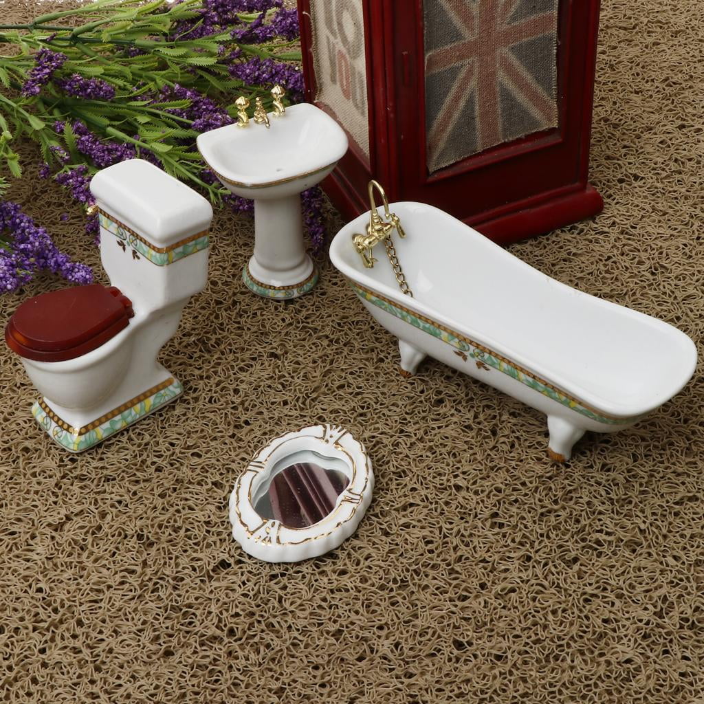 1/12 Scale Mini Furniture Bathtub Toilet Dolls House Accessory W912
