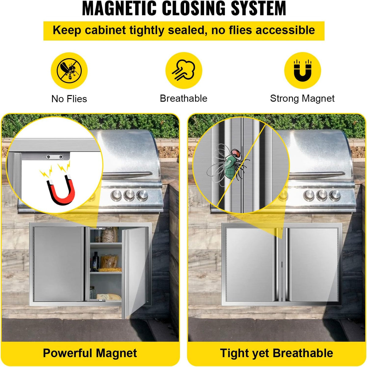 Double BBQ Access Door Stainless Steel with Recessed Handle X64909