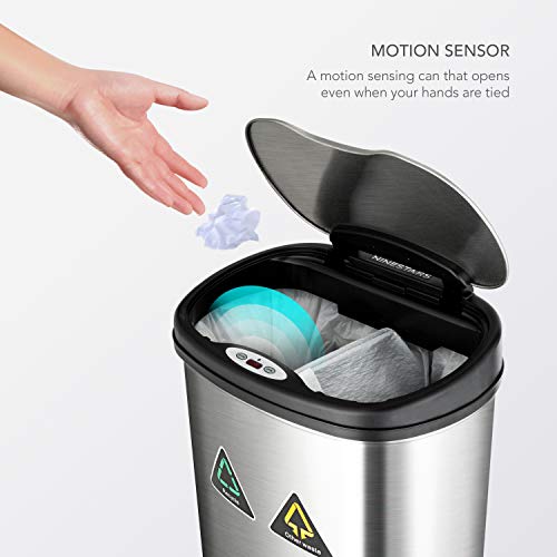 Automatic Touchless Motion Sensor 18.5 Gal. Stainless Steel Trash Can O5592