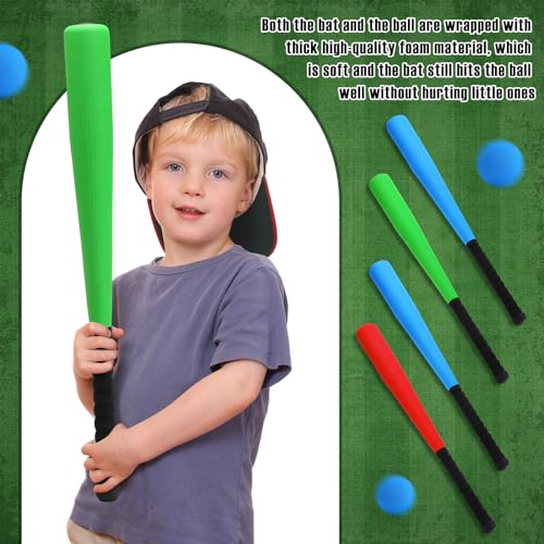 4 Pcs Foam Baseball Bat and Soft Baseballs T Ball Set W6024