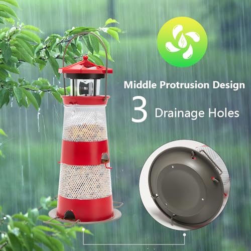 Solar Bird Feeder Hanging Outdoor Birdfeeder Waterproof LED Lights V8811