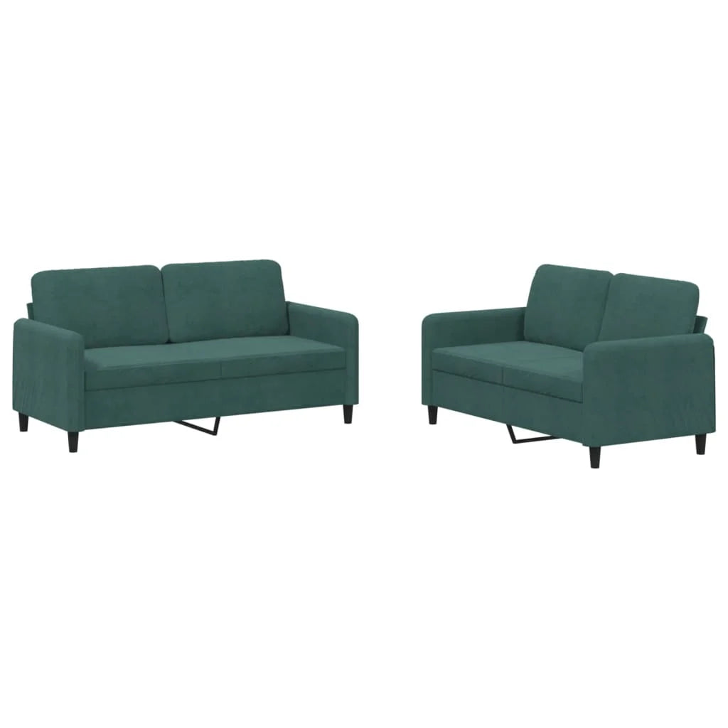 Dark Green Velvet 2 Piece Sofa Set H643