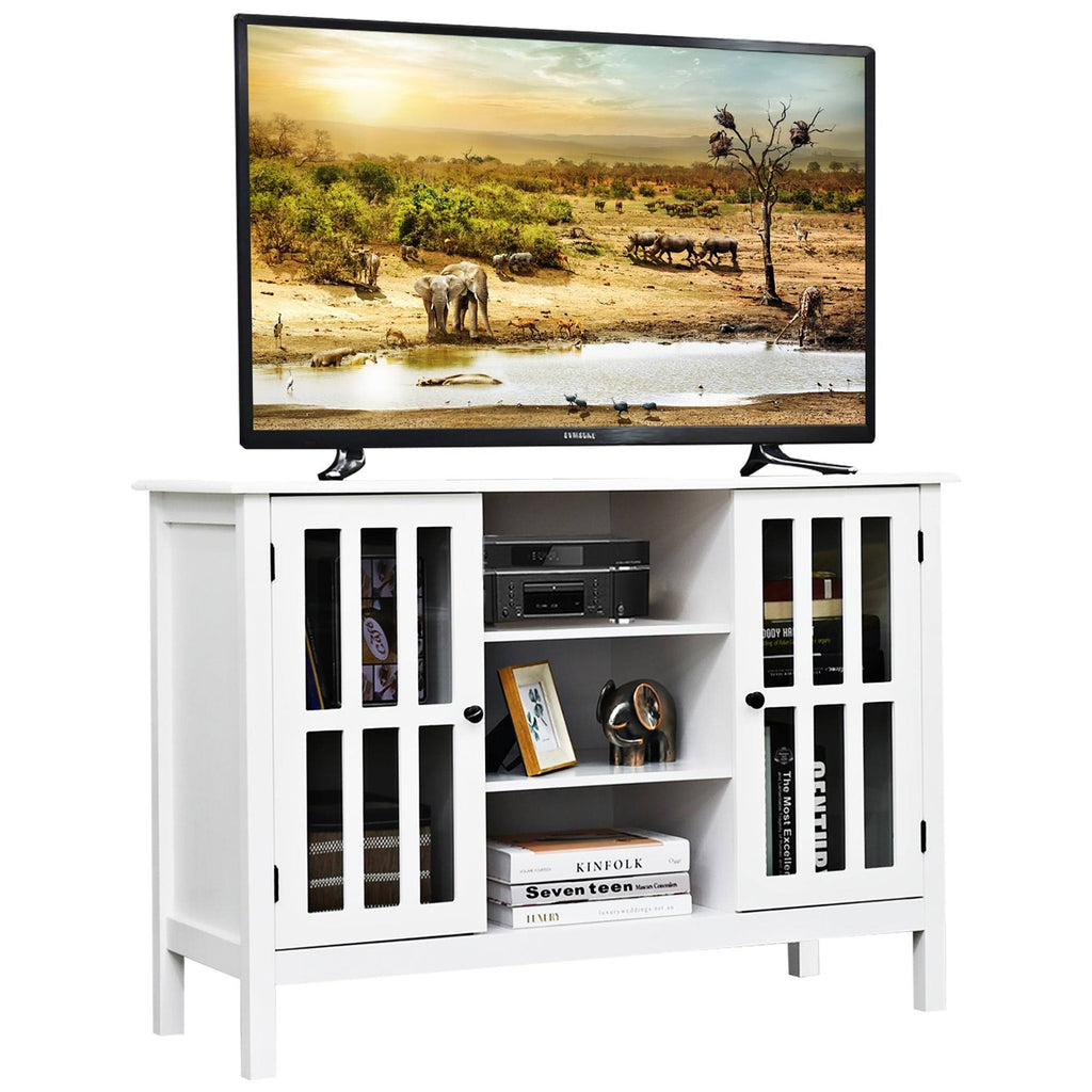 White Wood TV Stand with Storage Cabinet I37632