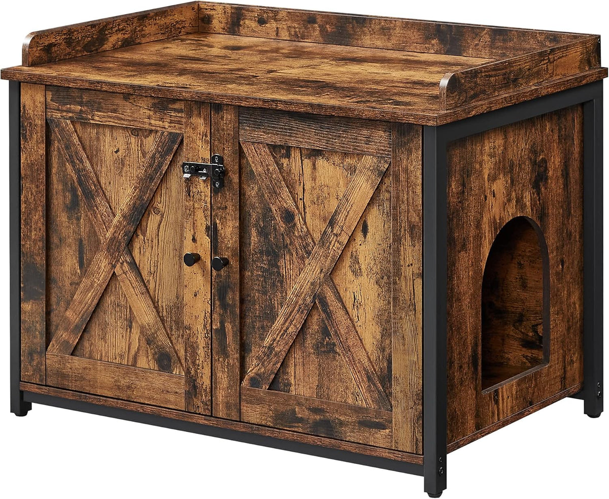 Rustic Brown and Black Cat Litter Box Enclosure B395