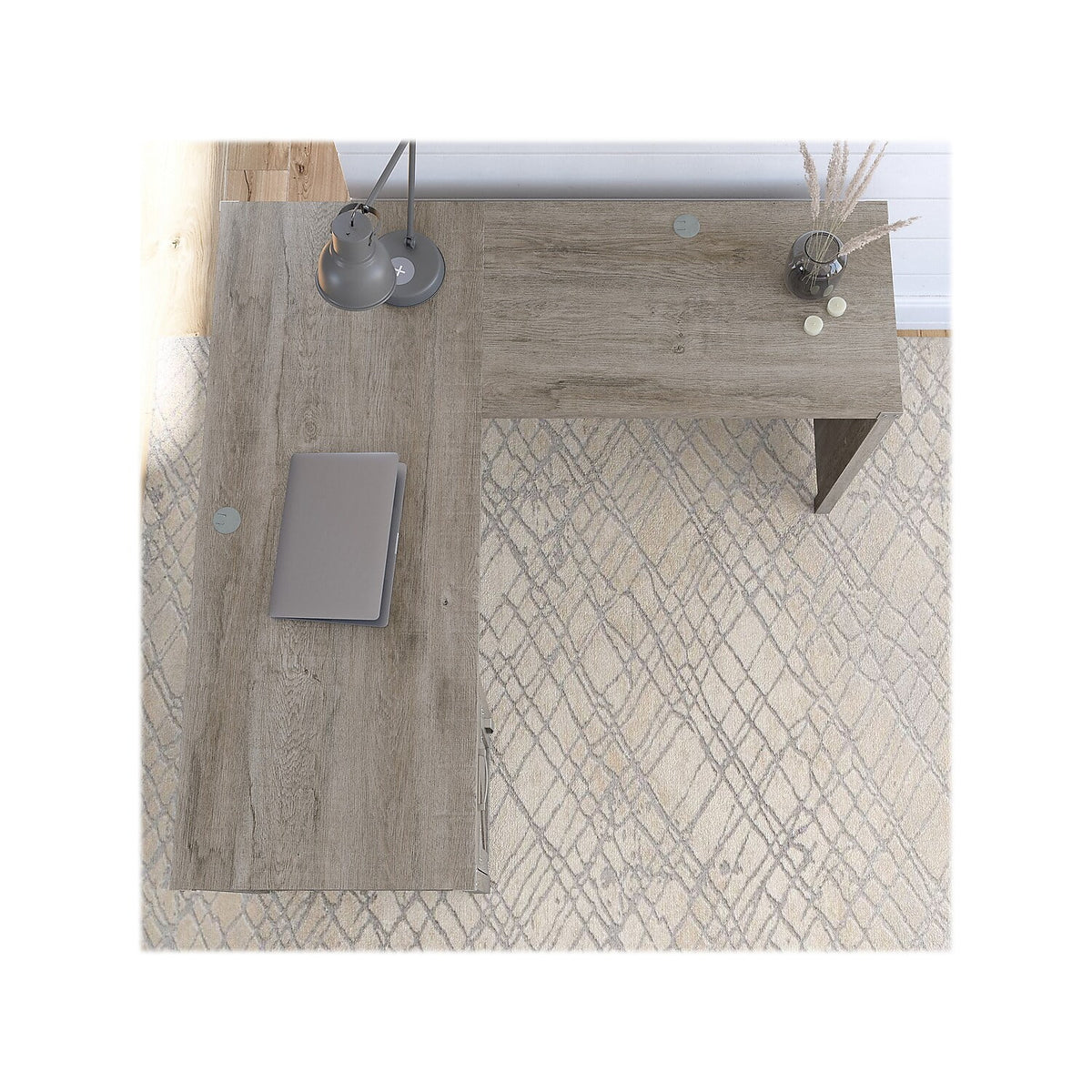 L Shaped Desk with Cabinet U8959