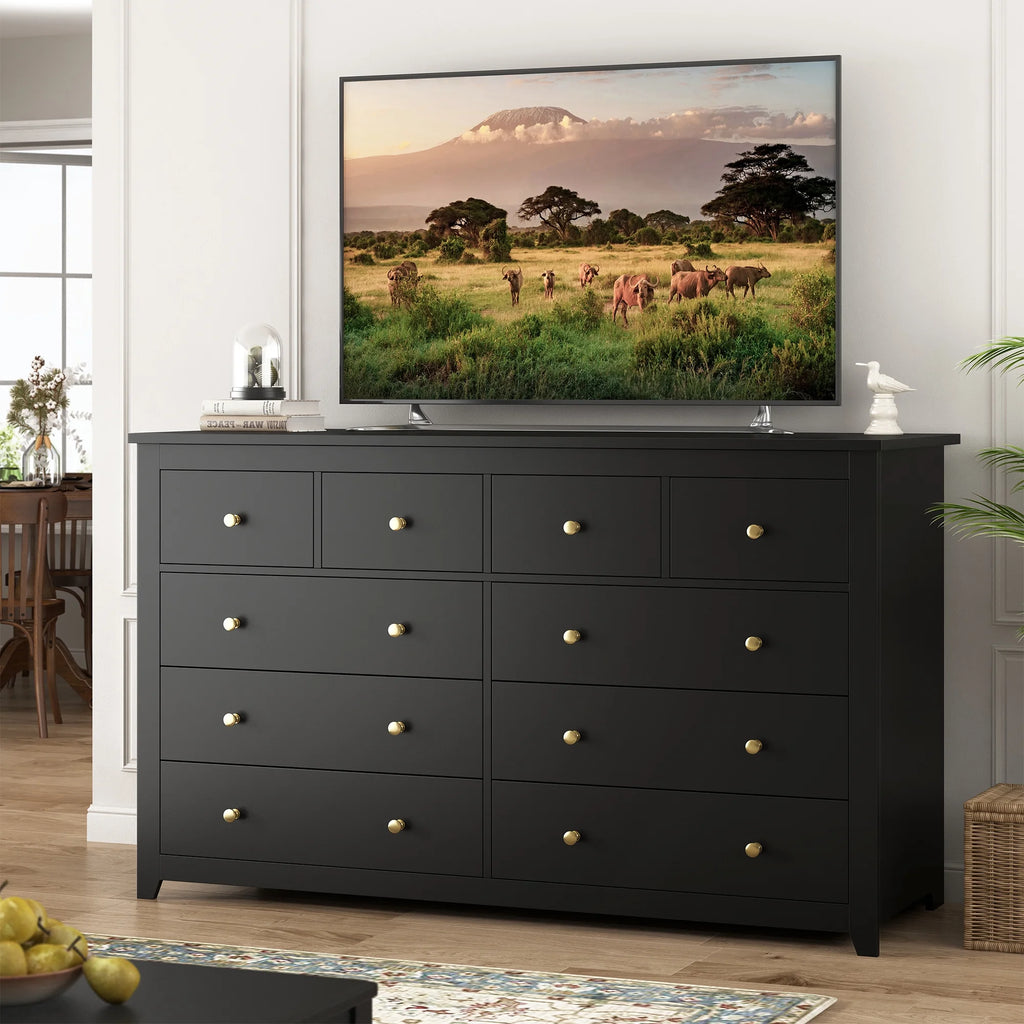 White 10 Drawer Wood Dresser B581754