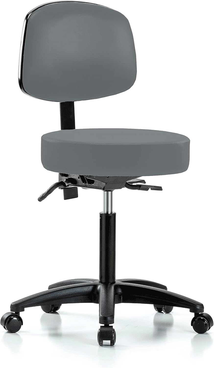 Black Vinyl Rolling Adjustable Doctor's Stool with Back A6989