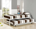 Twin Size White Metal Platform Bed with Pop-up Trundle O971