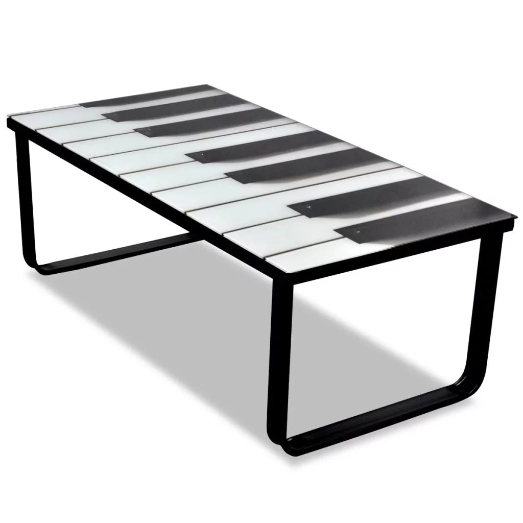Piano Printing Glass Tabletop Coffee Table Y896