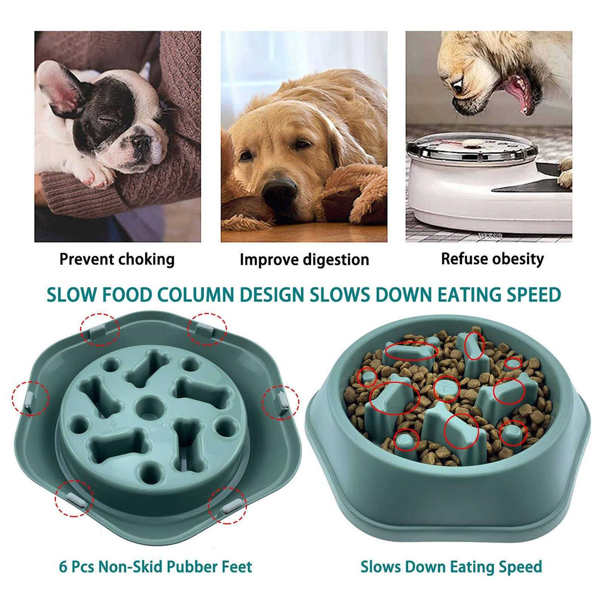 Slow Feeder Non Slip Dog Bowl W959