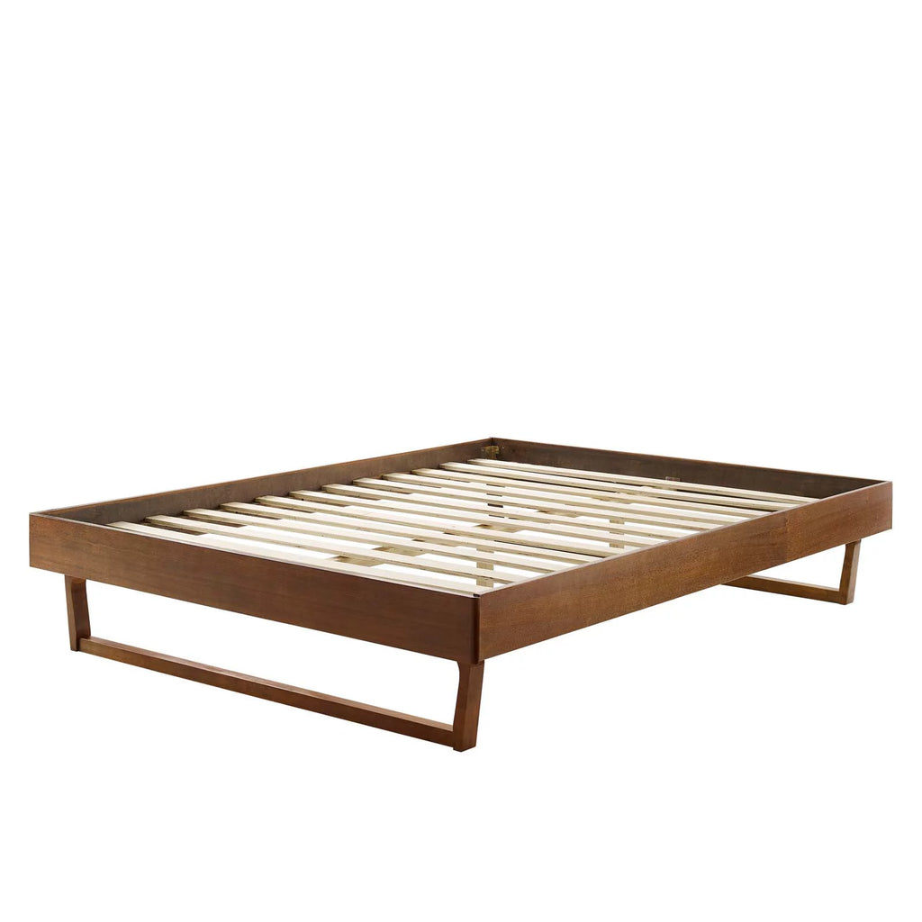 King Size Brown Walnut Wood Platform Bed Frame Z555131