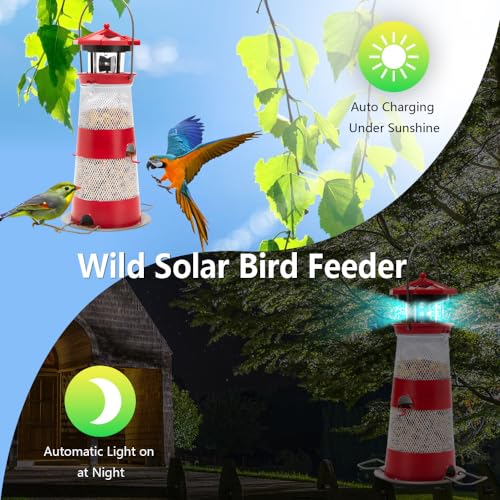 Solar Bird Feeder Hanging Outdoor Birdfeeder Waterproof LED Lights V8811