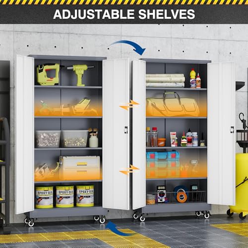 White Metal Rolling Storage Cabinet V63249