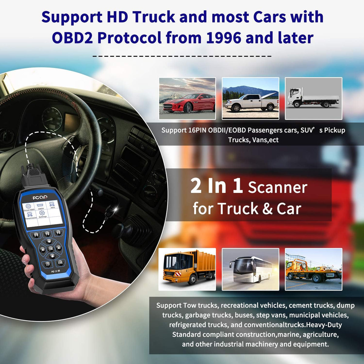 Heavy Duty Truck Scanner 2 in 1 OBD2 Diagnostic Tool I891140