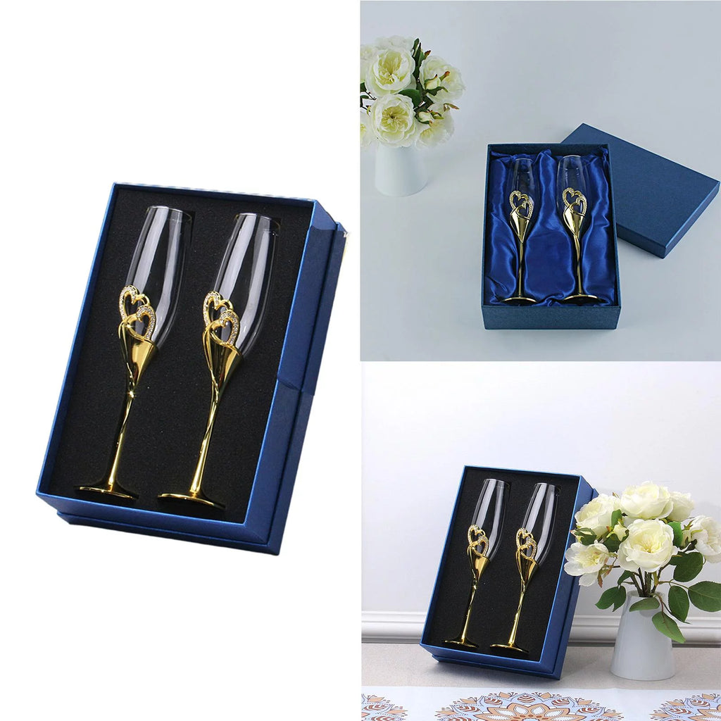 Champagne Flutes Glass Set of 2 Hand Blown Crystal R135