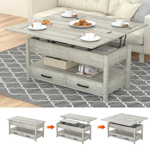 Lift Top Coffee Table with Drawers and Hidden Compartments V138438