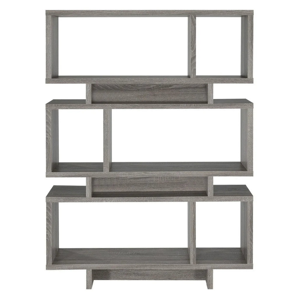 3-tier Geometric Bookcase Weathered Grey E9516