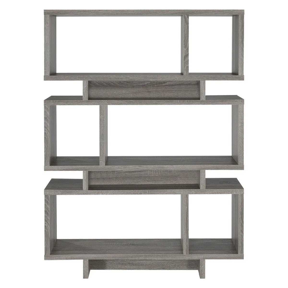3-tier Geometric Bookcase Weathered Grey E9516