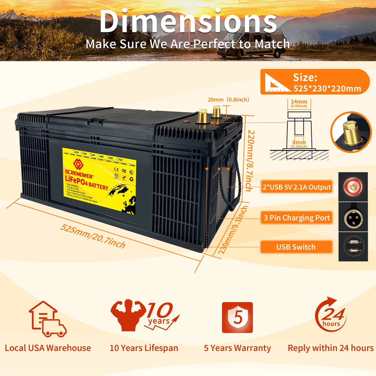 24V 100Ah LiFePO4 Battery with 100A BMS B9313