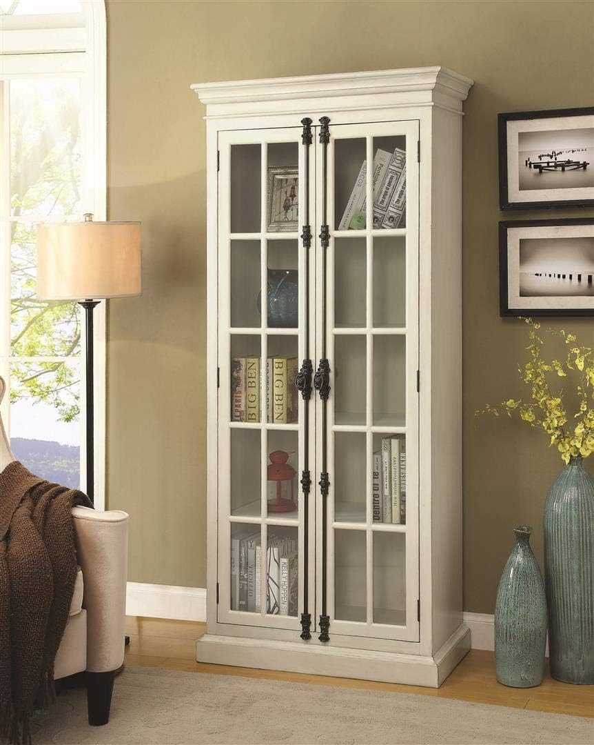White and Clear 2-Door Curio Cabinet Y575827