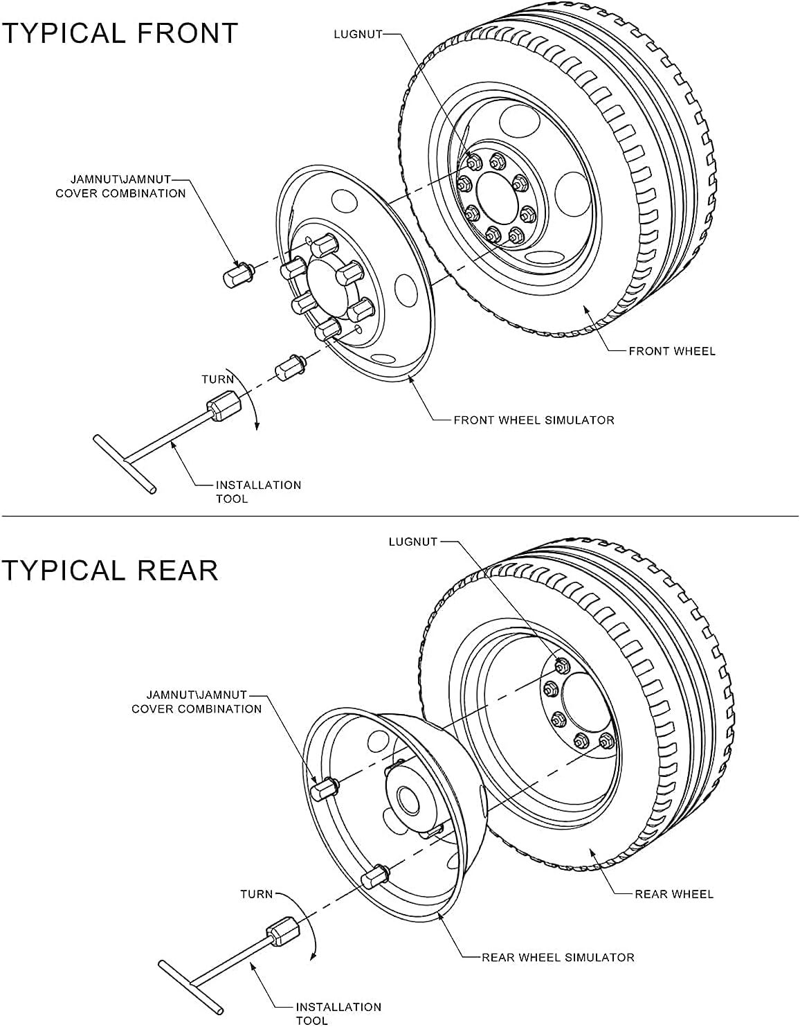 19.5 Polished Stainless Steel 8 Lug Wheel Simulators E569