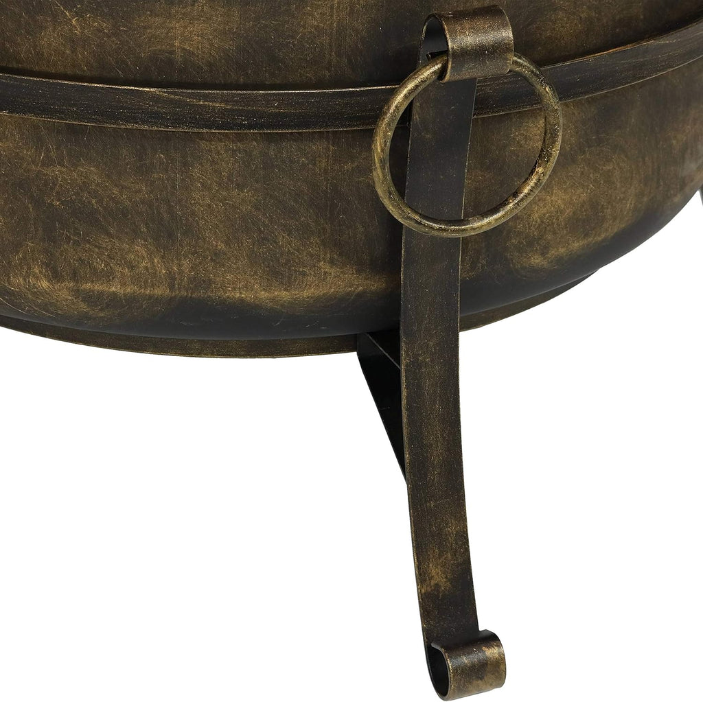 24 Inch Wood Burning Outdoor Fire Pit with Spark Screen and Poker T332