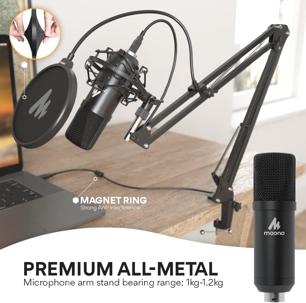 USB Microphone Condenser Cardioid Metal Mic Kit V9833