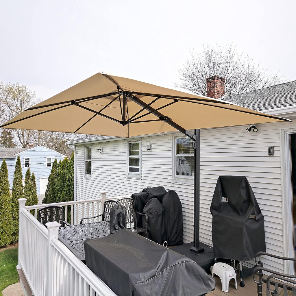 10 FT Square Aluminum Cantilever Patio Umbrella with 360-degree Rotation B674058