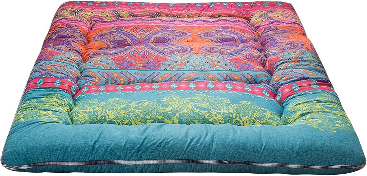 Bohemian Vintage Floral Japanese Futon Mattress Twin Size R417